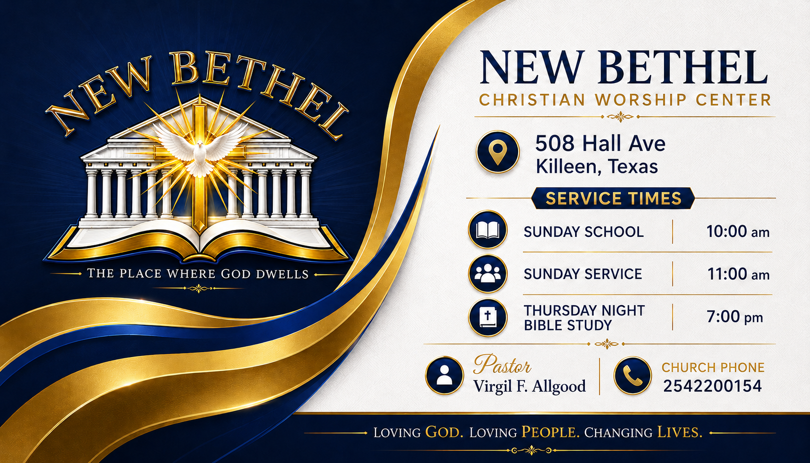 New Bethel Christian Worship Center card